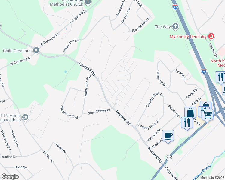 map of restaurants, bars, coffee shops, grocery stores, and more near 8020 Stablegate Way in Powell
