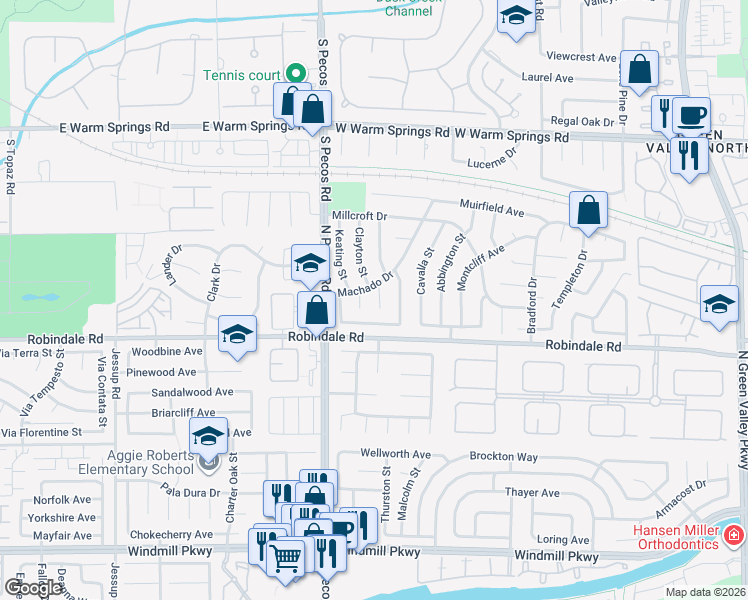 map of restaurants, bars, coffee shops, grocery stores, and more near 321 Jamie Court in Henderson