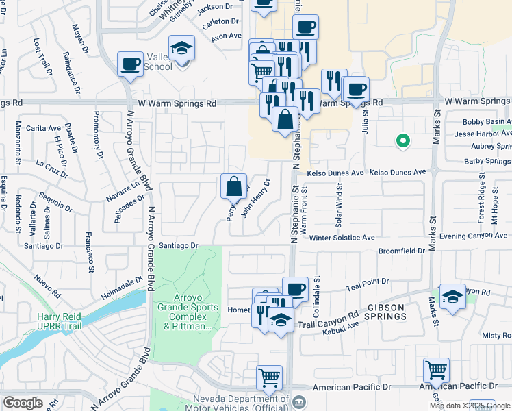 map of restaurants, bars, coffee shops, grocery stores, and more near 330 John Henry Drive in Henderson