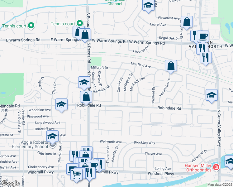 map of restaurants, bars, coffee shops, grocery stores, and more near 317 Cavalla Street in Henderson