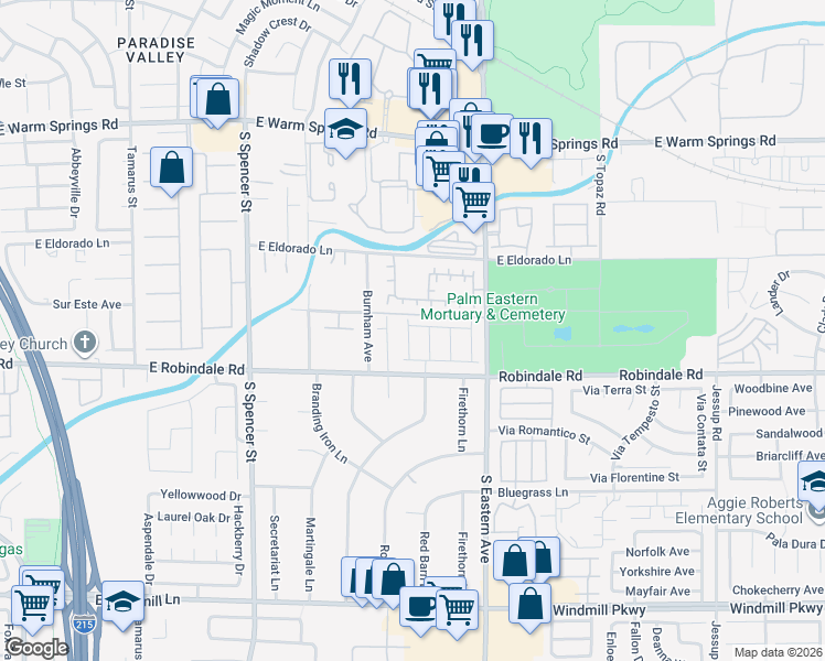 map of restaurants, bars, coffee shops, grocery stores, and more near 2245 Heavenly Lights Avenue in Las Vegas