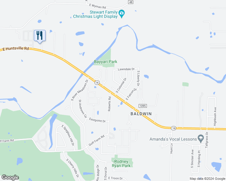 map of restaurants, bars, coffee shops, grocery stores, and more near 4245 East Broomsage Drive in Fayetteville