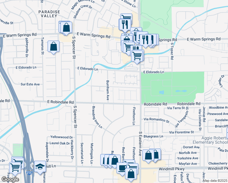 map of restaurants, bars, coffee shops, grocery stores, and more near 7632 South Silent Falls Street in Las Vegas