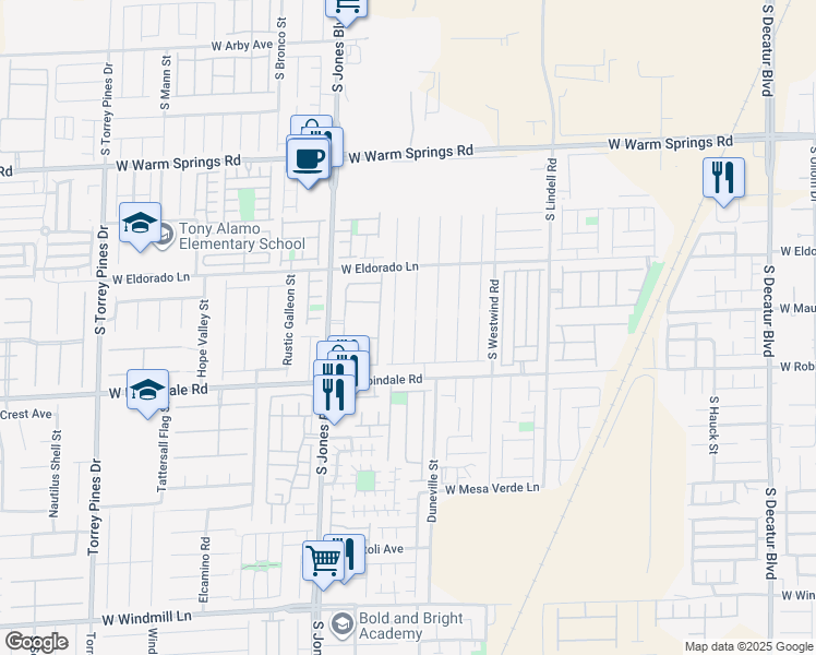 map of restaurants, bars, coffee shops, grocery stores, and more near 7621 Ribbon Rock Court in Las Vegas