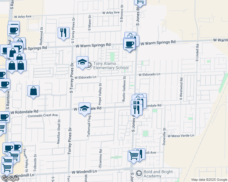 map of restaurants, bars, coffee shops, grocery stores, and more near 7592 Mermaid Song Court in Las Vegas
