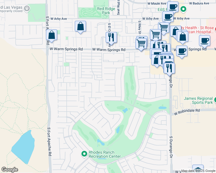 map of restaurants, bars, coffee shops, grocery stores, and more near 37 Misty Springs Court in Las Vegas