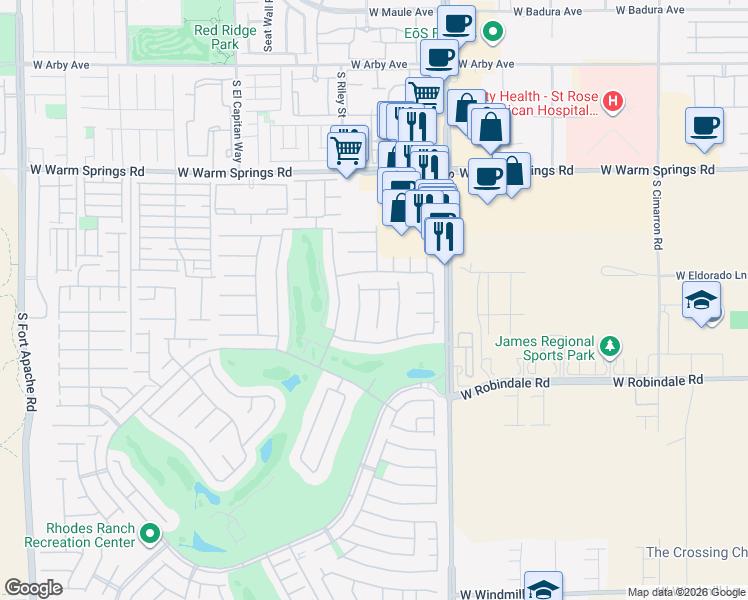 map of restaurants, bars, coffee shops, grocery stores, and more near 85 Sully Creek Ct in Las Vegas