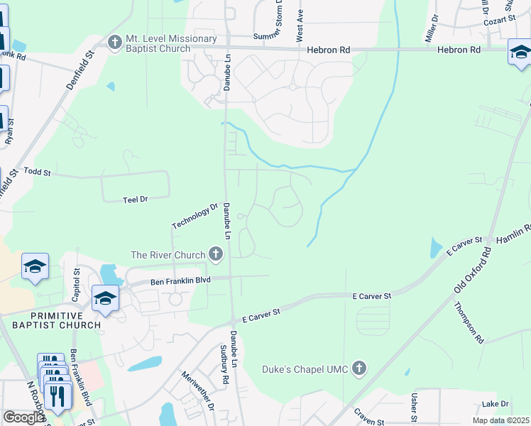 map of restaurants, bars, coffee shops, grocery stores, and more near 716 Saratoga Drive in Durham