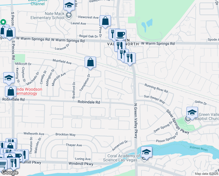 map of restaurants, bars, coffee shops, grocery stores, and more near 2284 Cassatt Drive in Henderson