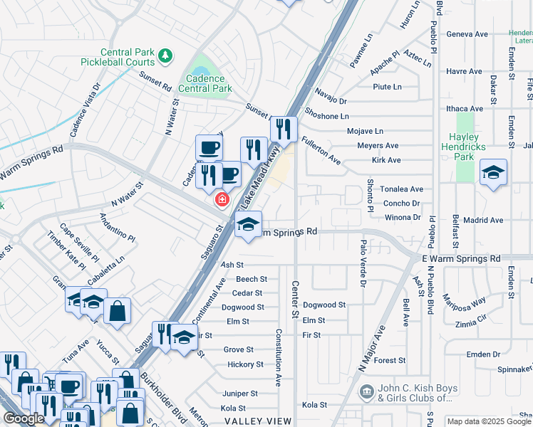 map of restaurants, bars, coffee shops, grocery stores, and more near 1044 Spotted Saddle Street in Henderson
