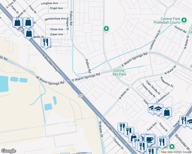 map of restaurants, bars, coffee shops, grocery stores, and more near 115 Tardando Avenue in Henderson