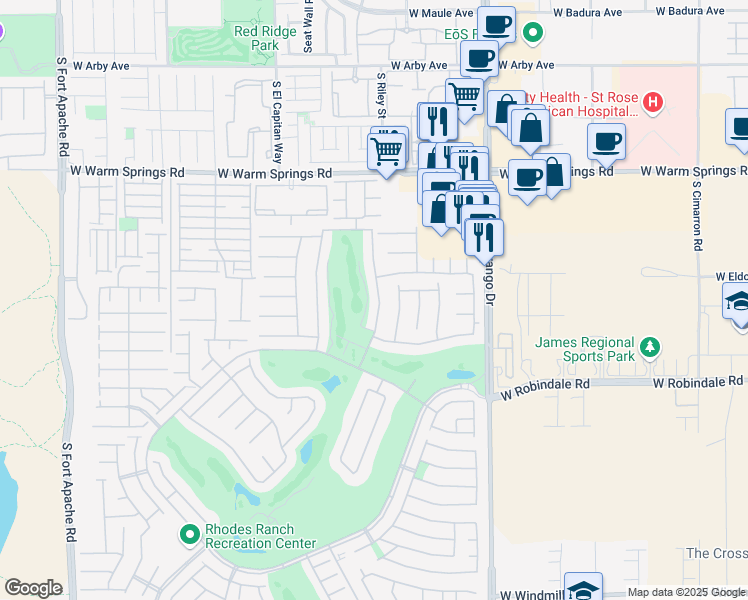 map of restaurants, bars, coffee shops, grocery stores, and more near 81 Rancho Maria Street in Las Vegas