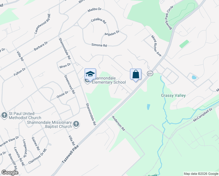 map of restaurants, bars, coffee shops, grocery stores, and more near 5267 Fountainhead Lane in Knoxville