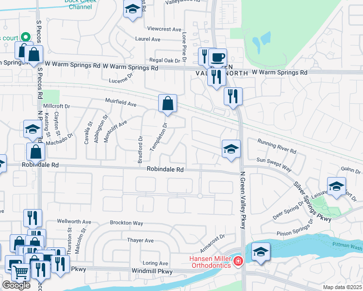 map of restaurants, bars, coffee shops, grocery stores, and more near 318 Carolwood Drive in Henderson