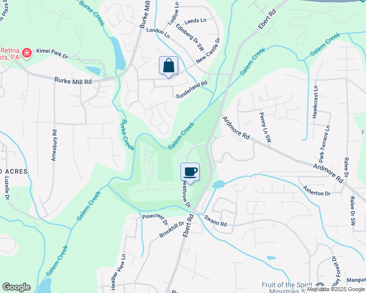 map of restaurants, bars, coffee shops, grocery stores, and more near 2423 Tantelon Place in Winston-Salem