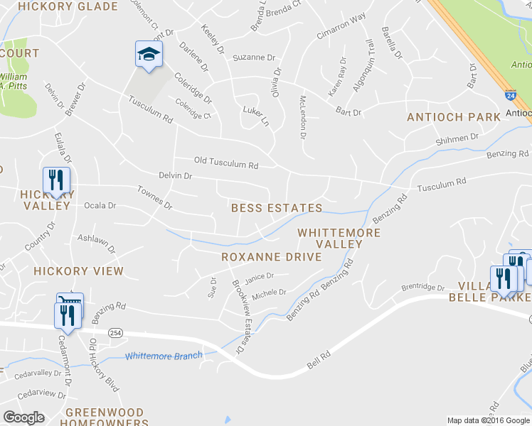 map of restaurants, bars, coffee shops, grocery stores, and more near 169 Delvin Drive in Nashville