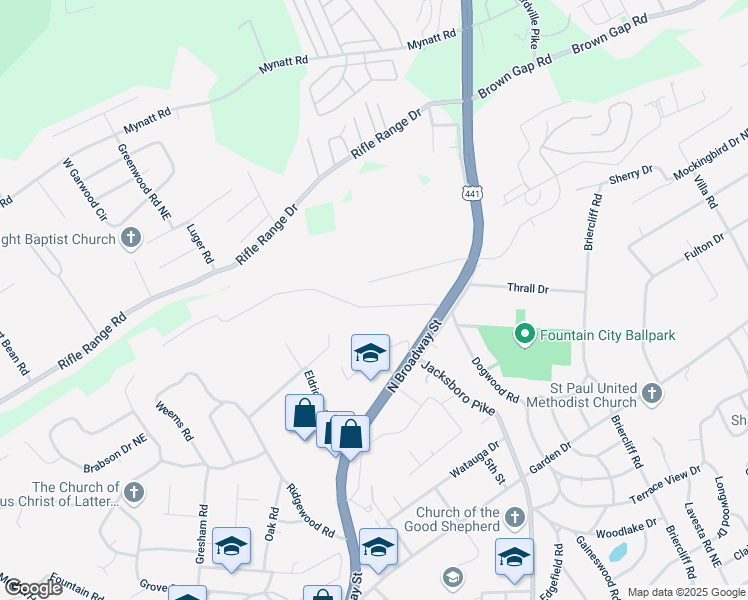 map of restaurants, bars, coffee shops, grocery stores, and more near 3517 Curtis Lane in Knoxville
