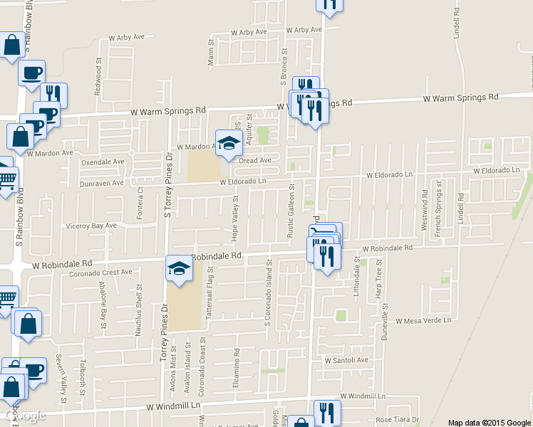 map of restaurants, bars, coffee shops, grocery stores, and more near 7591 Mermaid Song Court in Las Vegas