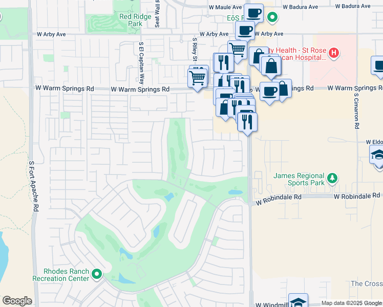 map of restaurants, bars, coffee shops, grocery stores, and more near 81 Rancho Maria Street in Las Vegas