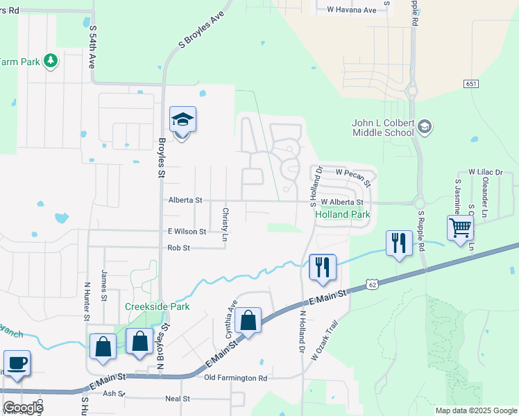map of restaurants, bars, coffee shops, grocery stores, and more near 227 E Anabranch Court in Farmington