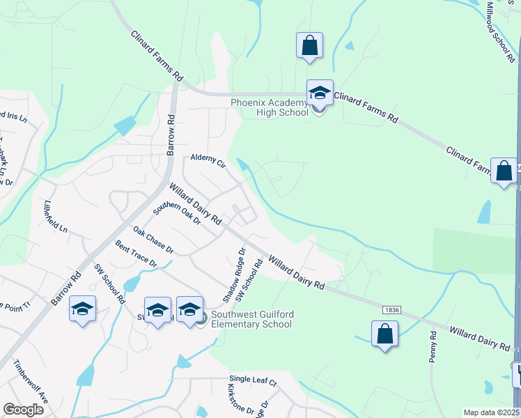 map of restaurants, bars, coffee shops, grocery stores, and more near 4332 Alderny Place in High Point