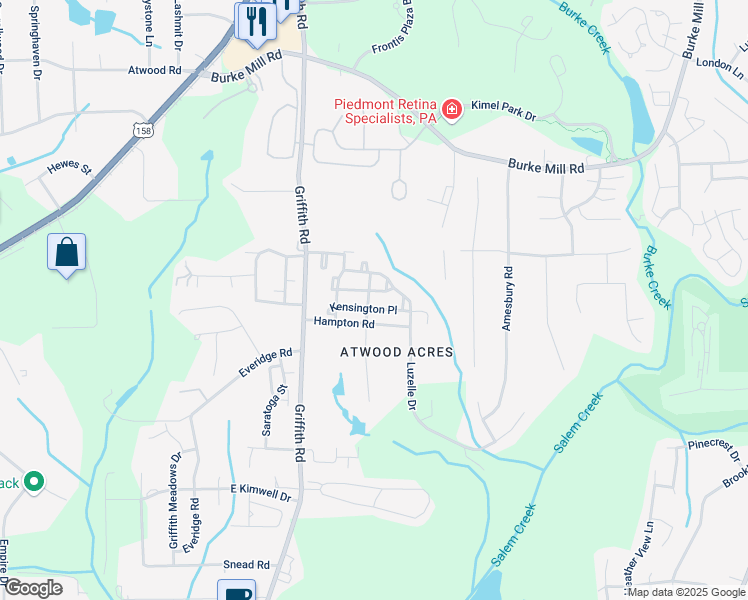 map of restaurants, bars, coffee shops, grocery stores, and more near 73 Scott Hollow Drive in Winston-Salem