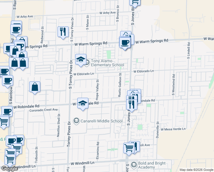 map of restaurants, bars, coffee shops, grocery stores, and more near 7585 Mermaid Song Court in Las Vegas