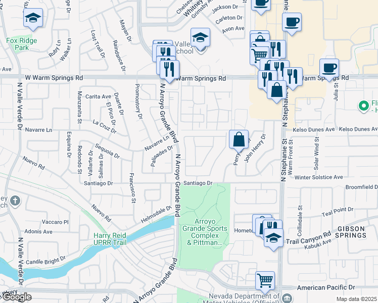 map of restaurants, bars, coffee shops, grocery stores, and more near 324 Laguna Glen Drive in Henderson