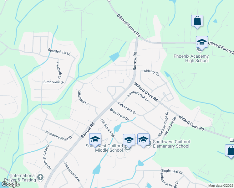 map of restaurants, bars, coffee shops, grocery stores, and more near 4410 Single Tree Lane in High Point