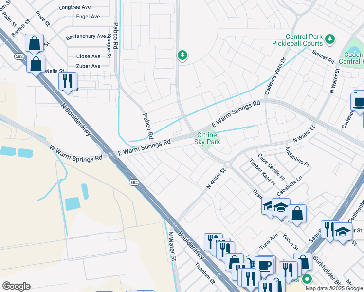 map of restaurants, bars, coffee shops, grocery stores, and more near Tardando Avenue in Henderson