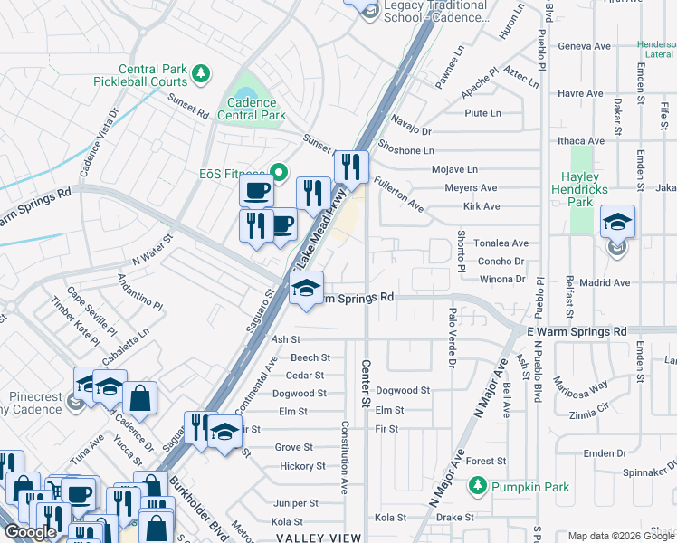 map of restaurants, bars, coffee shops, grocery stores, and more near 1051 Admiral Emblem Street in Henderson
