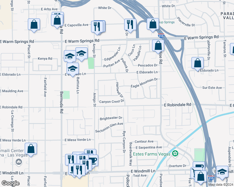 map of restaurants, bars, coffee shops, grocery stores, and more near 730 Helmhill Avenue in Las Vegas