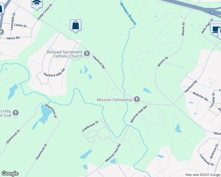 map of restaurants, bars, coffee shops, grocery stores, and more near 273 Moyer Drive in Graham