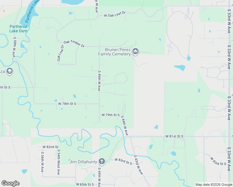 map of restaurants, bars, coffee shops, grocery stores, and more near 7767 South 49th West Avenue in Tulsa