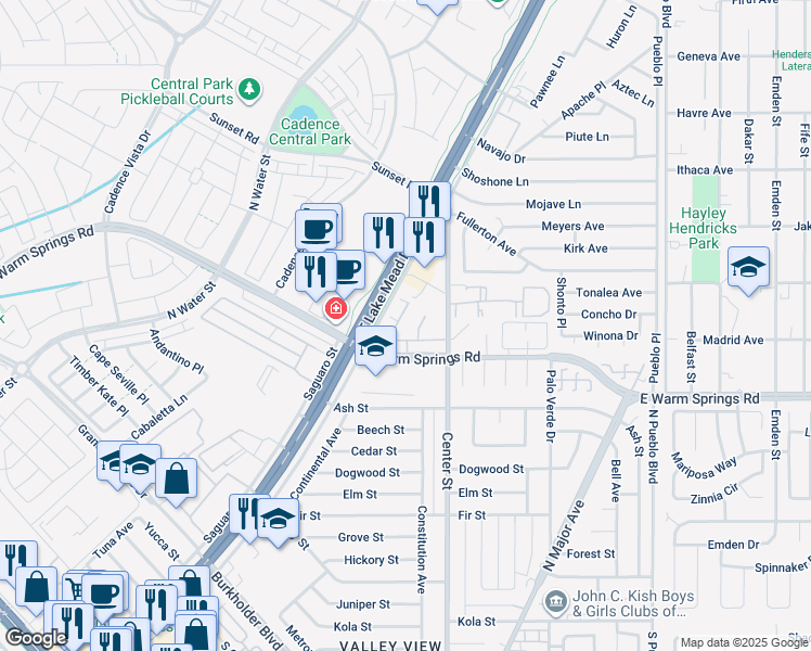 map of restaurants, bars, coffee shops, grocery stores, and more near 1050 Spotted Saddle Street in Henderson