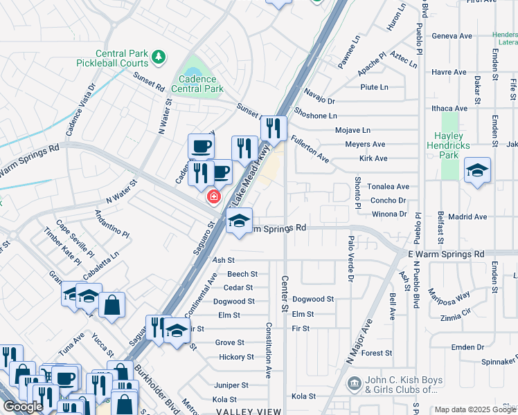map of restaurants, bars, coffee shops, grocery stores, and more near 1050 Spotted Saddle Street in Henderson