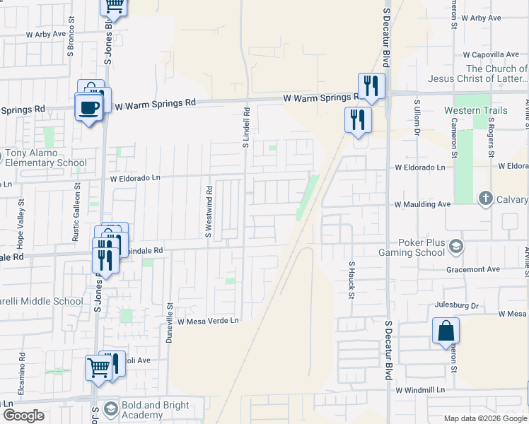 map of restaurants, bars, coffee shops, grocery stores, and more near 5426 Floating Flower Ave in Las Vegas