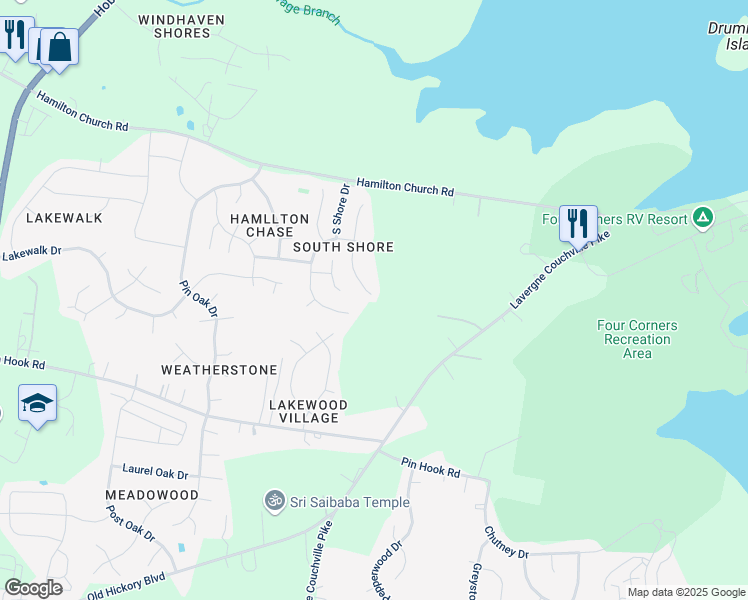 map of restaurants, bars, coffee shops, grocery stores, and more near 241 Oceanfront Circle South in Nashville
