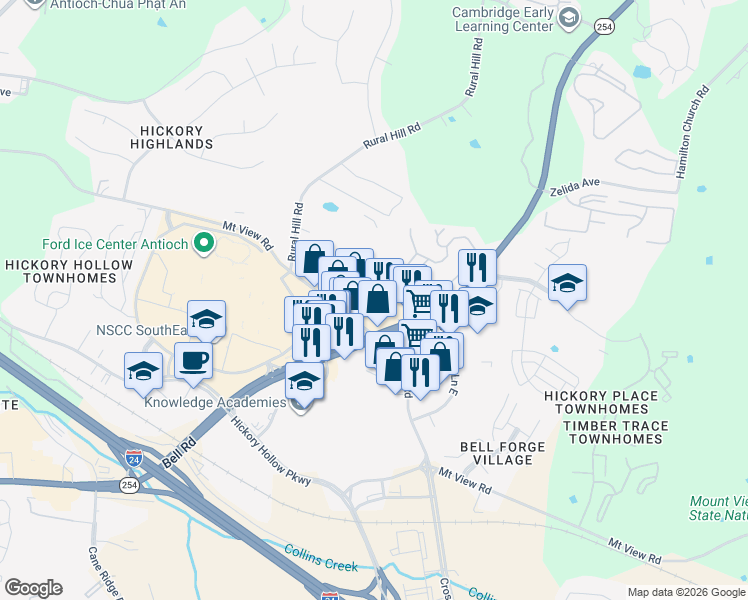 map of restaurants, bars, coffee shops, grocery stores, and more near 781 Bell Road in Nashville