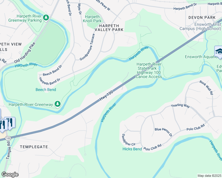 map of restaurants, bars, coffee shops, grocery stores, and more near 7814 Tennessee 100 in Nashville