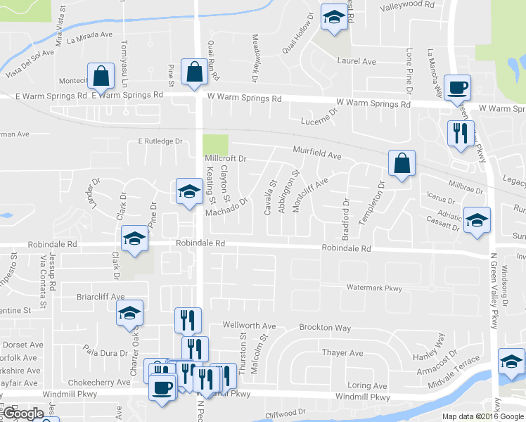 map of restaurants, bars, coffee shops, grocery stores, and more near 323 Cavalla Street in Henderson