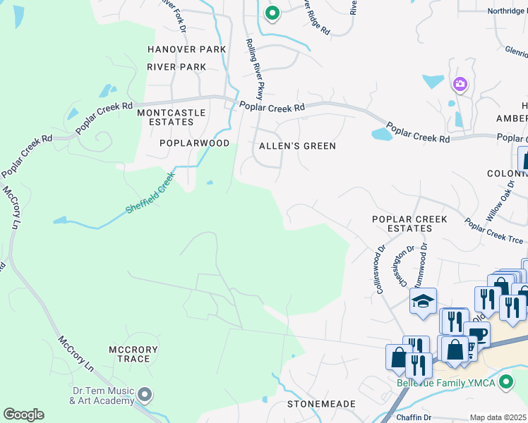 map of restaurants, bars, coffee shops, grocery stores, and more near 6961 Highway 70 South in Nashville