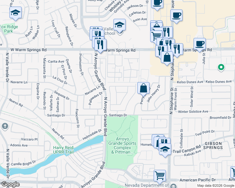map of restaurants, bars, coffee shops, grocery stores, and more near 1575 Comfort Hills Street in Henderson
