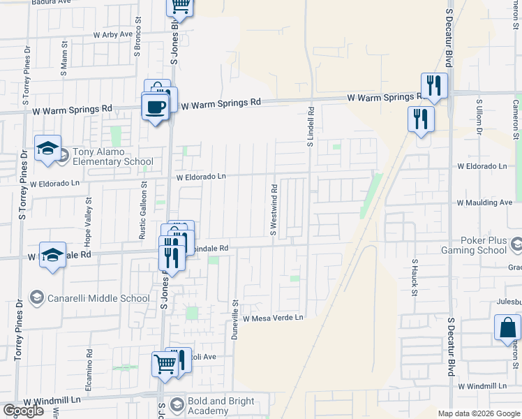 map of restaurants, bars, coffee shops, grocery stores, and more near 7627 Magic Cove Court in Las Vegas