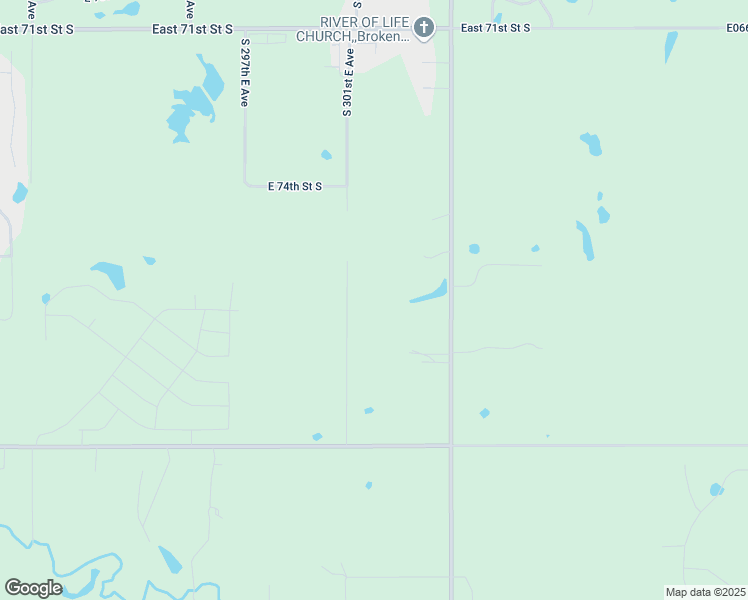 map of restaurants, bars, coffee shops, grocery stores, and more near 7675 South 301st East Avenue in Broken Arrow