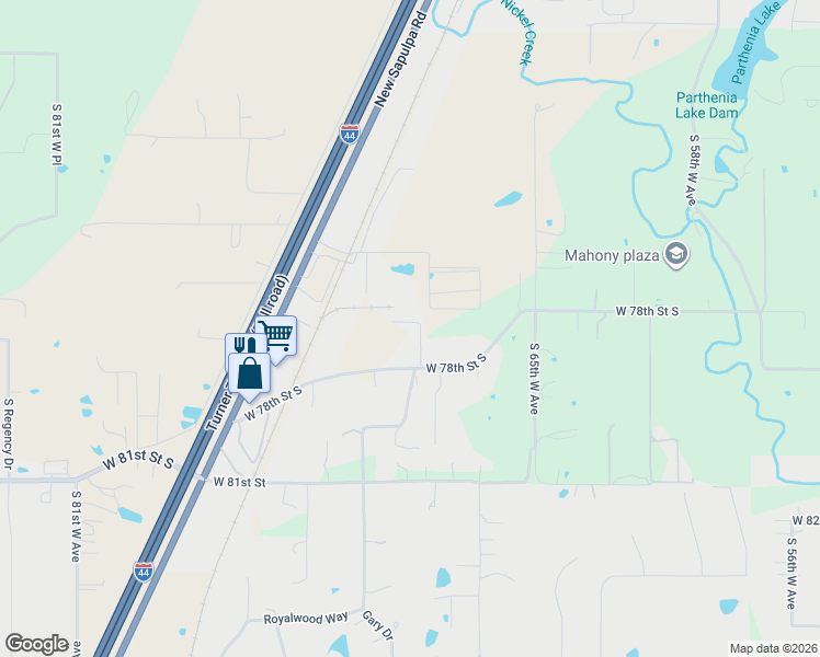 map of restaurants, bars, coffee shops, grocery stores, and more near 7724 South 68th West Avenue in Tulsa