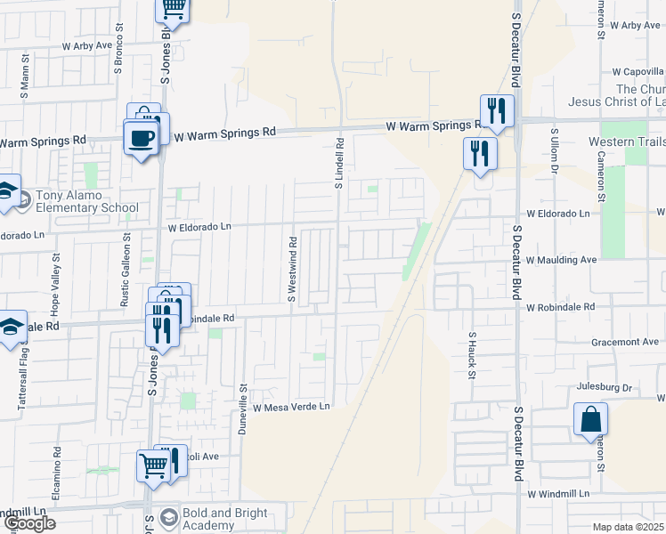 map of restaurants, bars, coffee shops, grocery stores, and more near 7598 Aspen Color Street in Las Vegas