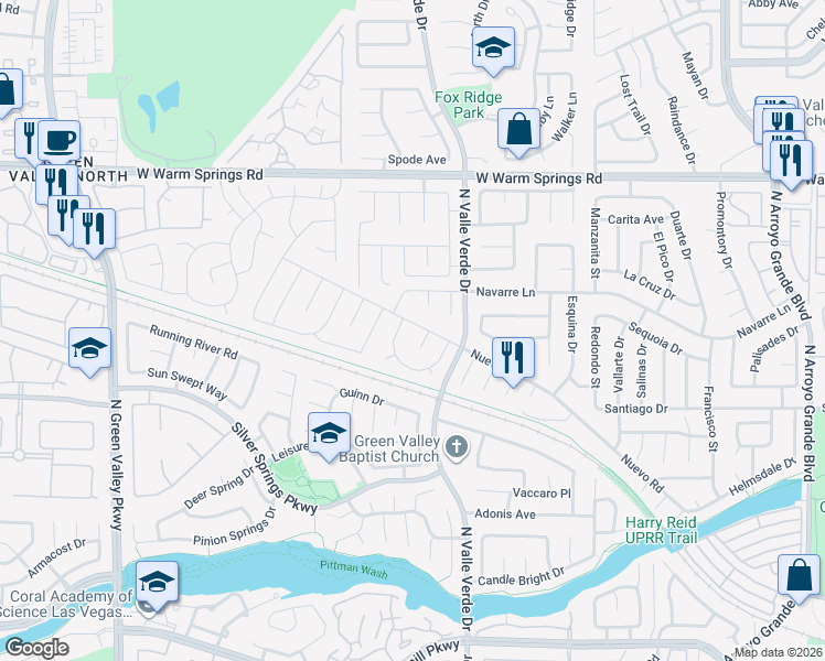 map of restaurants, bars, coffee shops, grocery stores, and more near 325 Cuzco Court in Henderson