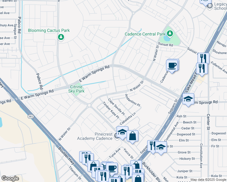 map of restaurants, bars, coffee shops, grocery stores, and more near 747 North Water Street in Henderson