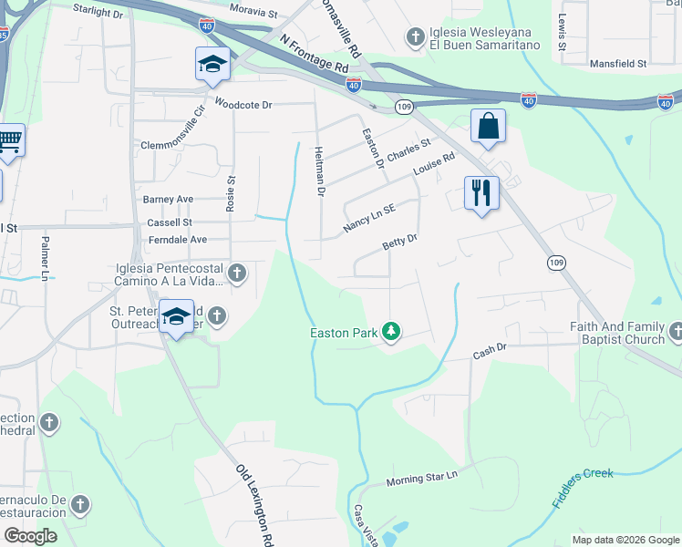 map of restaurants, bars, coffee shops, grocery stores, and more near 1006 William Drive in Winston-Salem